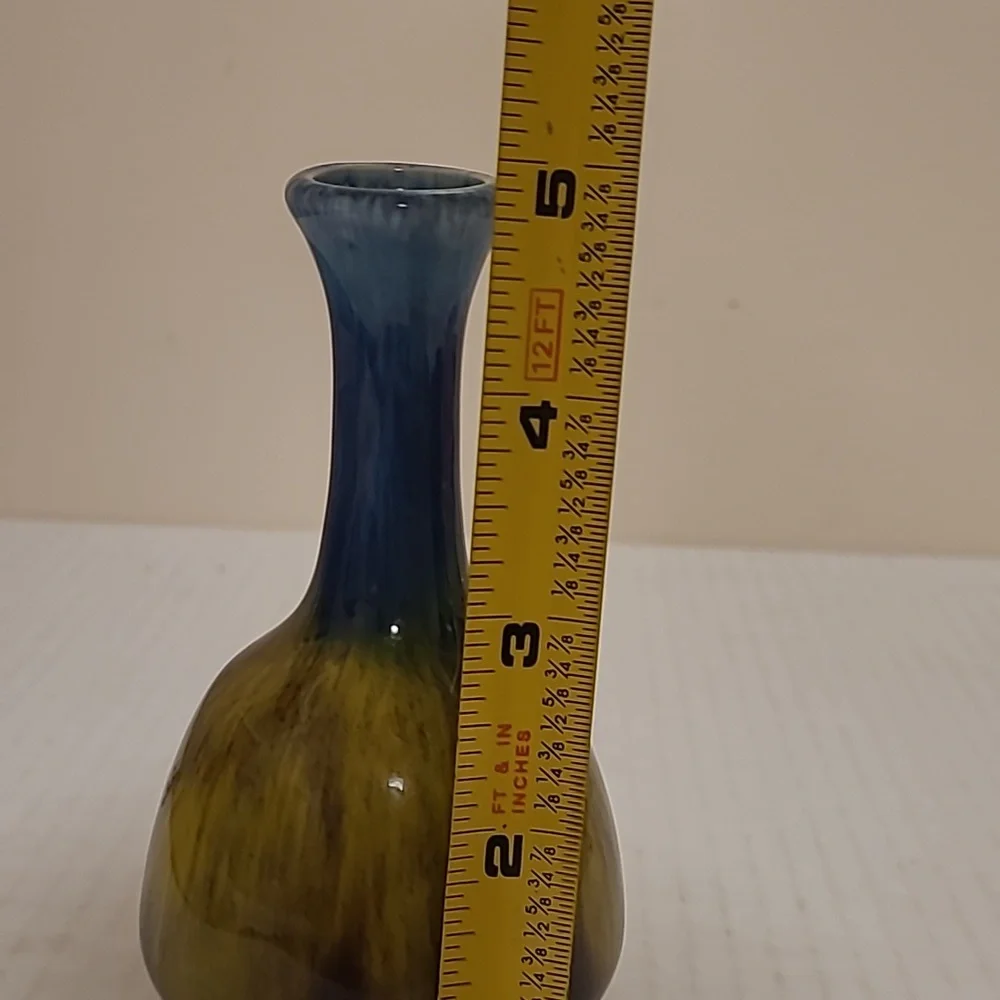Vintage Japanese Multicolored Drip Glaze Bud Vase